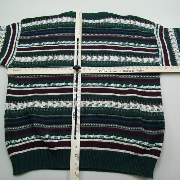 VTG Van Heusen Sweater Mens Large Striped Preppy Retro Office Casual Business - Picture 5 of 5